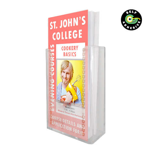 LW4A: SELF ADHESIVE leaflet dispensers (brochure holders) - injection moulded