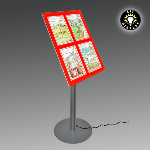 MF12A: LIT multi-poster panel on 1-leg angled stands