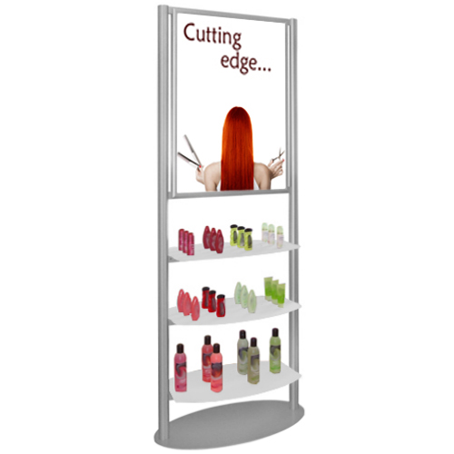 VF3: Free Standing unit with oval shelves and 'snap' frames