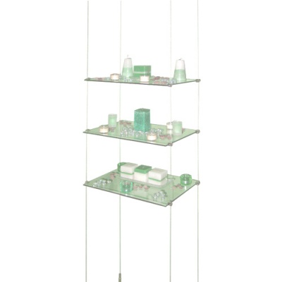 Suspended glass shelves Suspended glass shelves