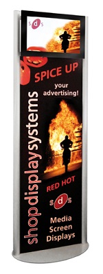 sign stand with media screen and bike stunt